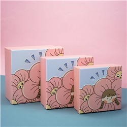 Набор подарочных коробок 3 в 1 «Girl flowers», 19*19*9.5-17*17*8-15*15*6.5