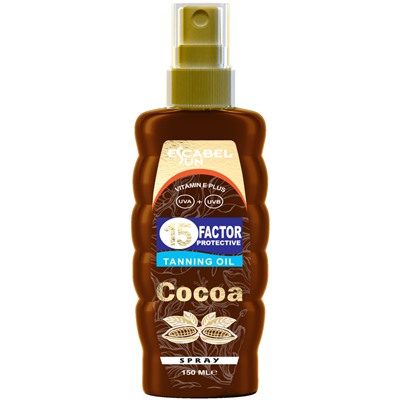 ESCABEL Масло для лица и тела КАКАО Tanning Oil Cocoa SPF15 150 мл
