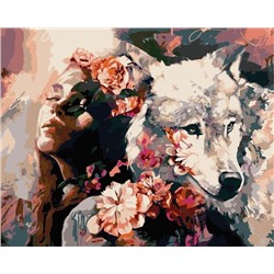 Картина по номерам 40х50 - Девушка и волк
