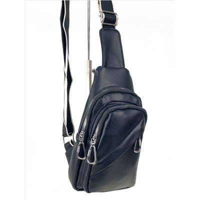 Женская сумка-слинг из искусственной кожи, цвет черный