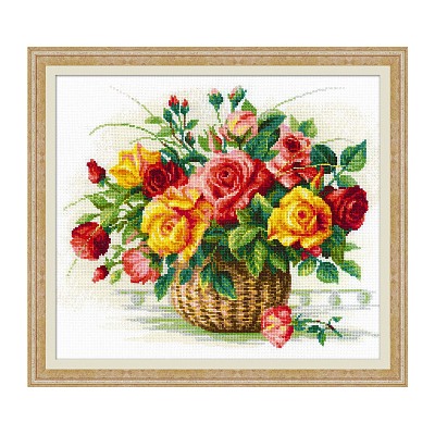 Набор для вышивания РИОЛИС арт.1722 Корзина с розами 35х30 см упак (1 шт)