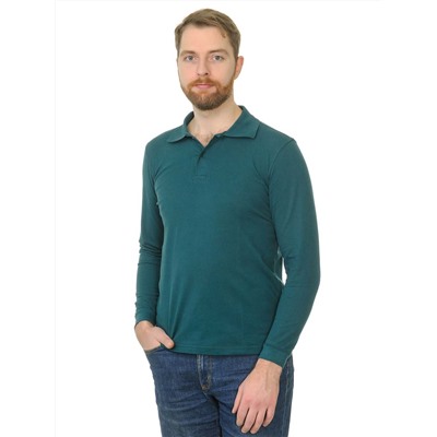 Рубашка поло мужская Мос Ян Текс цвет "Темно-зеленый"  д/р