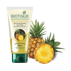 Biotique Bio Pineapple Oil Control Foaming Face Wash 100ml / Био Гель для Лица Балансирующий Жирность Кожи и Пенящийся с Ананасовым Маслом 100мл