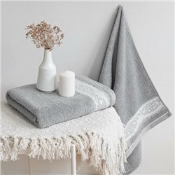 Махровое полотенце "Шантильи"-серый 70*130 см. хлопок 100%