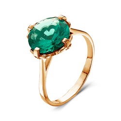 Золотое кольцо с зеленым фианитом - 358