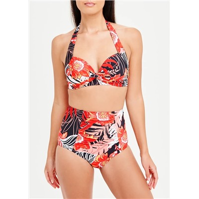 Soon Floral Palm Halterneck Bikini Top