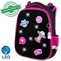 Ранец BRAUBERG PREMIUM, 2 отделения, с брелоком, "Space sweets", LED-ЛАМПОЧКИ, 38х29х16 см, 272020