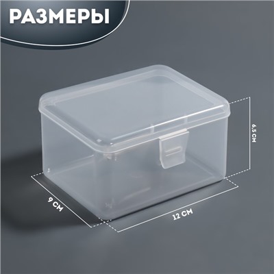 Органайзер для хранения, с крышкой, 6,5 × 12 × 9 см, цвет прозрачный