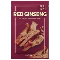 Маска тканевая с экстрактом женьшеня Natural Red Ginseng Mask Sheet, THE SAEM   21 мл
