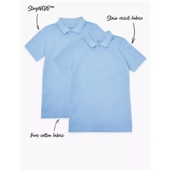 2pk Boys' Slim Fit School Polo Shirts (2-16 Yrs)
