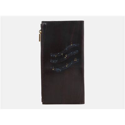 Кожаное портмоне с росписью из натуральной кожи «PR003 Brown Виолончель»