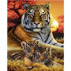 Картина по номерам 40х50 - Тигрица с тигрятами