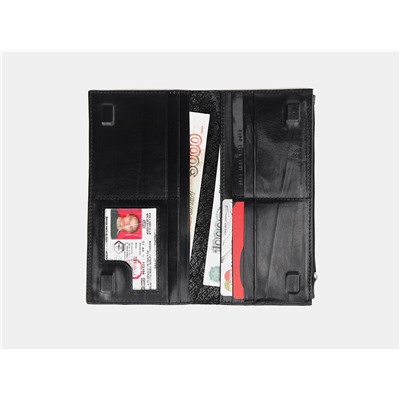 Кожаное портмоне с росписью из натуральной кожи «PR003 Black Сова»