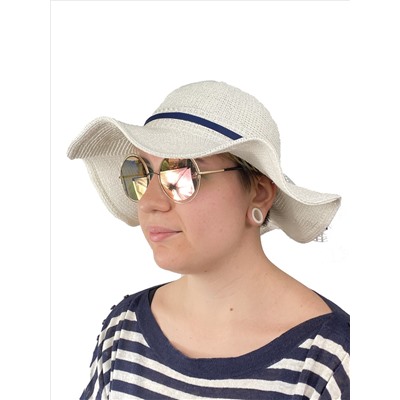 Летняя женская шляпка с волнистыми полями, цвет белый