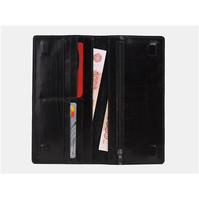 Кожаное портмоне с росписью из натуральной кожи «PR001 Black Лев в смокинге»