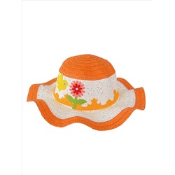 Детская плетёная шляпка с декором, цвет белый с оранжевым