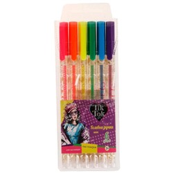 Ручки гелевые неон, 6 цветов TIK TOK GIRL в кор.6*24шт