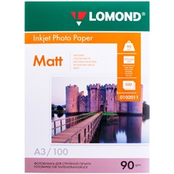 Фотобумага для струйной печати А3, 100 листов LOMOND, 90 г/м2, односторонняя, матовая (0102011)