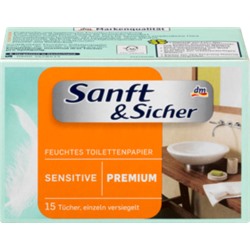 Sanft&Sicher Влажная Туалетная бумага Чувствительный  Sachets, 15 шт