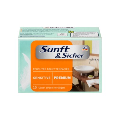 Sanft&Sicher Влажная Туалетная бумага Чувствительный  Sachets, 15 шт