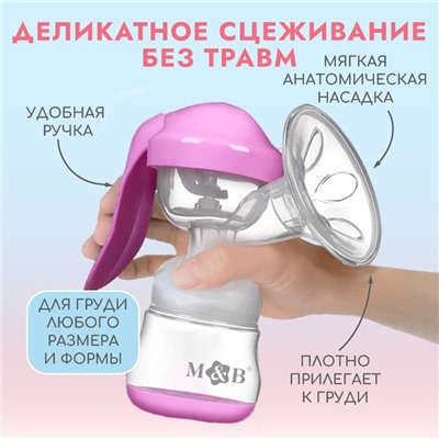 УЦЕНКА Молокоотсос ручной с бутылкой ШГ, 150мл, цвет фиолетовый