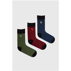 Skarpetki bawełniane męskie świąteczne z ozdobnym haftem (3-pack) kolor multicolor