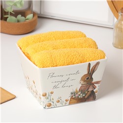 Набор полотенец Этель "Кролик с цветами" 35х50 см - 3 шт, 100% хл, махра 340 г/м2