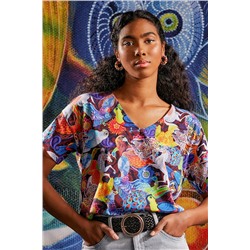 T-shirt bawełniany damski z kolekcji Jane Tattersfield x Medicine kolor multicolor