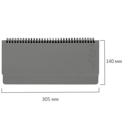 Планинг датированный 2025 305х140 мм BRAUBERG "Up", под кожу, серый, 115705