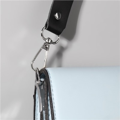 Ручка для сумки из натуральной кожи, регулируемая, с карабинами, 60 ± 2 см × 2,5 см, цвет чёрный/серебряный
