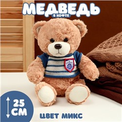 Мягкая игрушка «Медведь» в полосатой кофте, 25 см, цвет МИКС