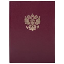 Книга учета 96 л., клетка, твердая, бумвинил, офсет, герб, А4 (200х290 мм), BRAUBERG, бордовая, 130276