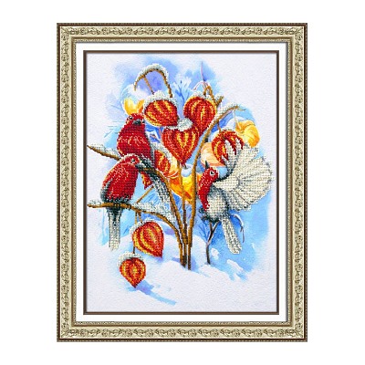 Набор для вышивания бисером ПАУТИНКА арт.Б-1475 Физалис в снегу 28х38 см