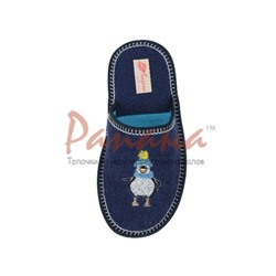 Домашняя обувь женская махра синяя, вышивка "Пингвин" 502001