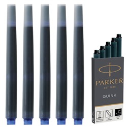 Картриджи чернильные PARKER "Cartridge Quink", КОМПЛЕКТ 5 штук, черные, 1950382