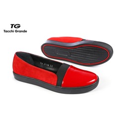 Женские кожаные туфли Tacchi Grande TG2176 Красный Лак+Замш: Под заказ