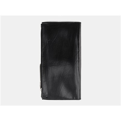 Кожаное портмоне с росписью из натуральной кожи «PR003 Black Сова»