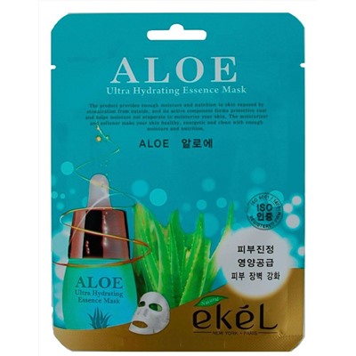 Интенсивно увлажняющая тканевая маска с экстрактом алоэ Aloe Ultra Hydrating Essence Mask, EKEL   25 мл