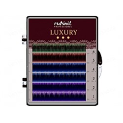 RuNail, Ресницы для наращивания Luxury, Ø 0,15 мм, №12, Mix С (цвет: зел, крас, син, фиол), 6 линий