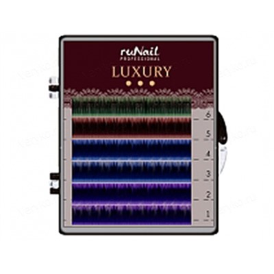 RuNail, Ресницы для наращивания Luxury, Ø 0,15 мм, №12, Mix С (цвет: зел, крас, син, фиол), 6 линий