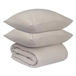 Комплект постельного белья изо льна и хлопка серо-бежевого цвета из коллекции Essential, 200х220 см