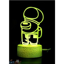 Детский ночник светильник, светодиодный с 3D эффектом AMONG US АМОНГ АС Повар RoHS2, RoHS2