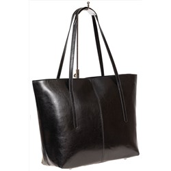 Кожаная сумка-трапеция, цвет чёрный