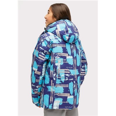 Подростковая для девочки зимняя горнолыжная куртка голубого цвета 1773Gl