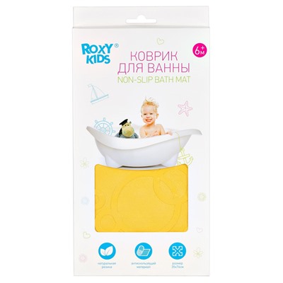 ROXY-KIDS Коврик резиновый антискользящий для ванны 35x76см, желтый