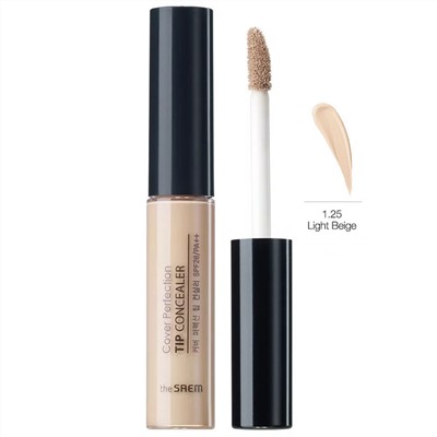 Консилер для маскировки недостатков Cover Perfection Tip Concealer, тон 1.25 Light Beige, THE SAEM   6,5 г