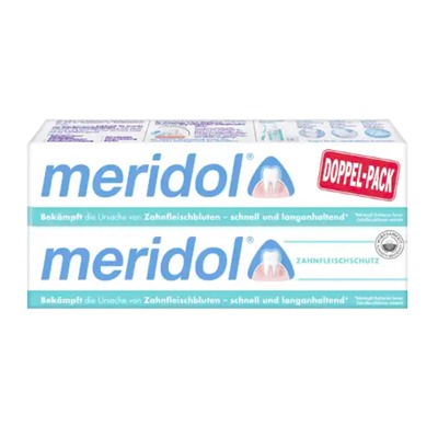 meridol Zahnpasta Doppelpack + Mundspülung 400ml, Меридол НАБОР Зубная паста против воспаления дёсен 2шт х 75мл + Жидкость для полоскания рта 400мл