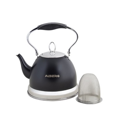 Заварочный чайник ALBERG AL-3000  1,0л из нерж стали с матовым цветным покрытем Черный (24) оптом