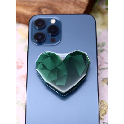 Попсокет "Gold heart", green