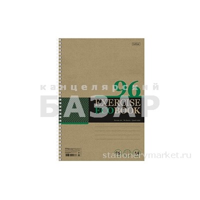 Тетрадь А4 96л. HATBER гребень, клетка, обложка крафт, подложка, Экобук (4 вида в спайке), 96Т4В1гр